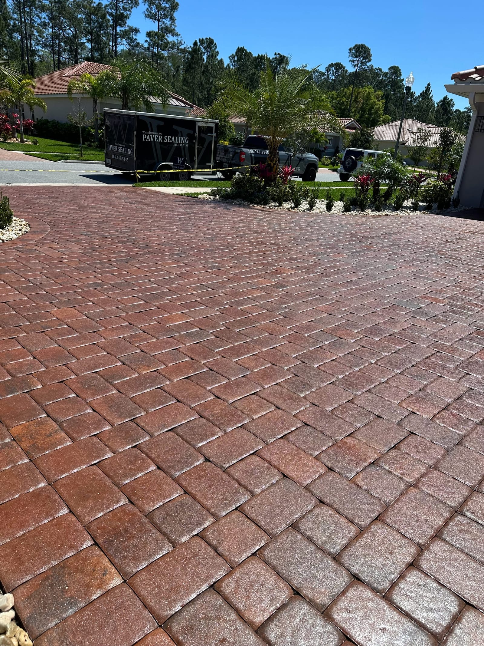 Finished paver surface — paver sealing by Wintz Enterprise